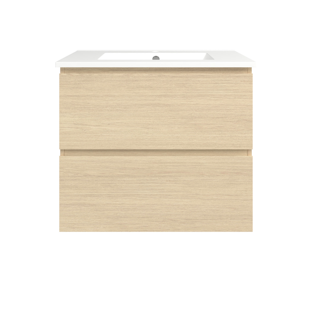 Timberline Elemental Plus 750Mm Fs/Wh Vanity Silk Primavera Oak Centre Bowl Alpha Top