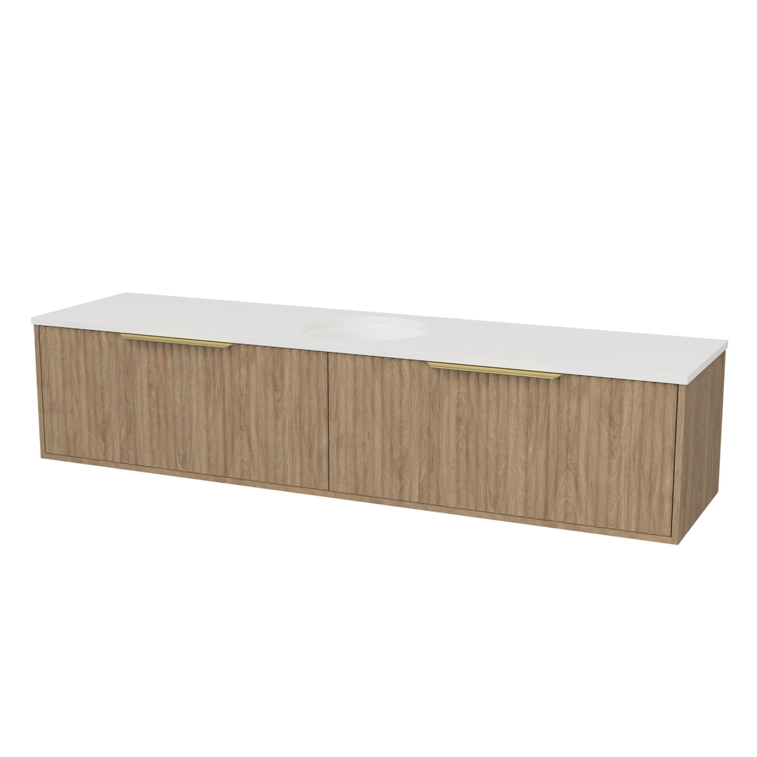 Timberline Elwood Vanity 1800mm Centre Wg Basin Silksurface Uc Top Wall Hung