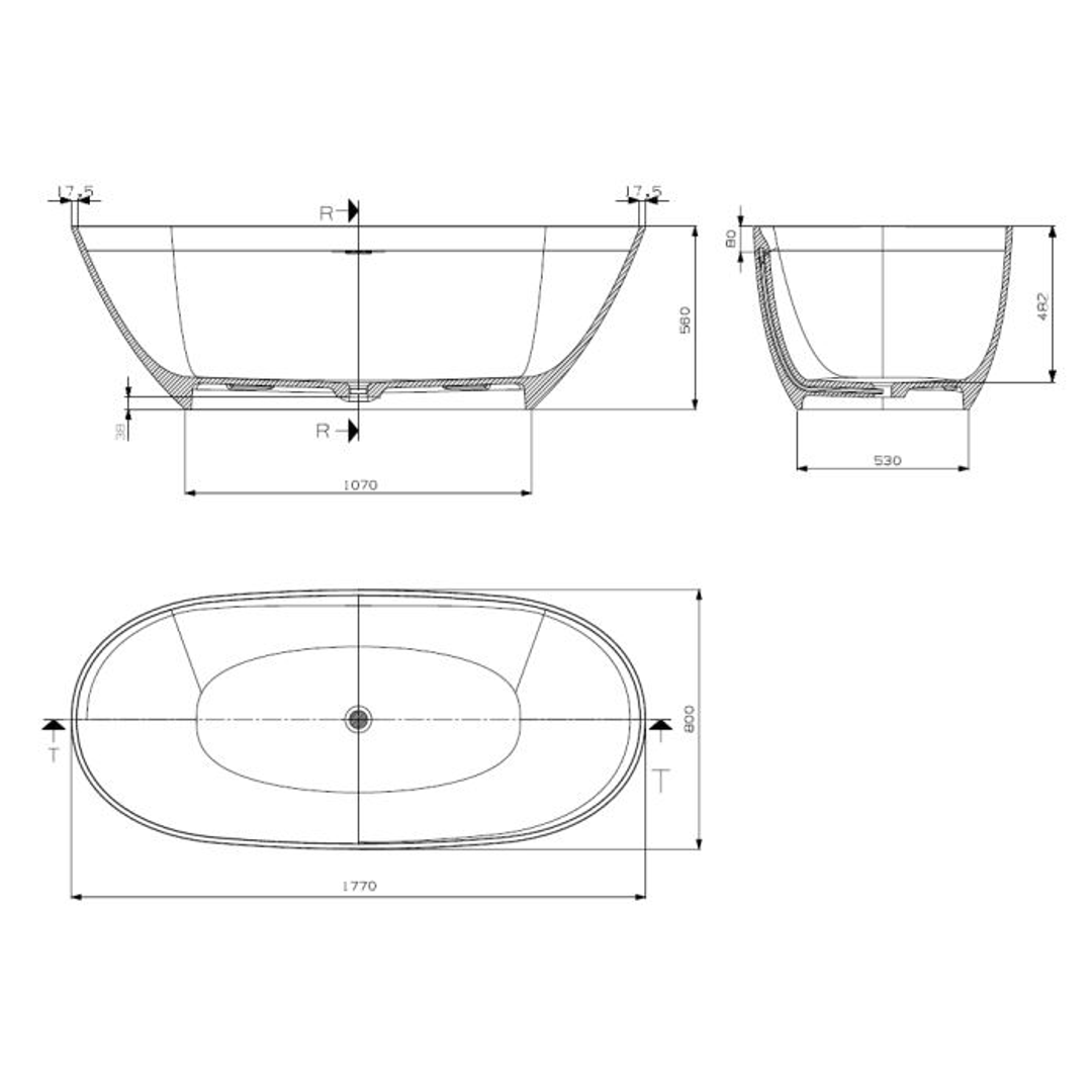 Domus Living Eona Freestanding Bath Matte White 1770mm