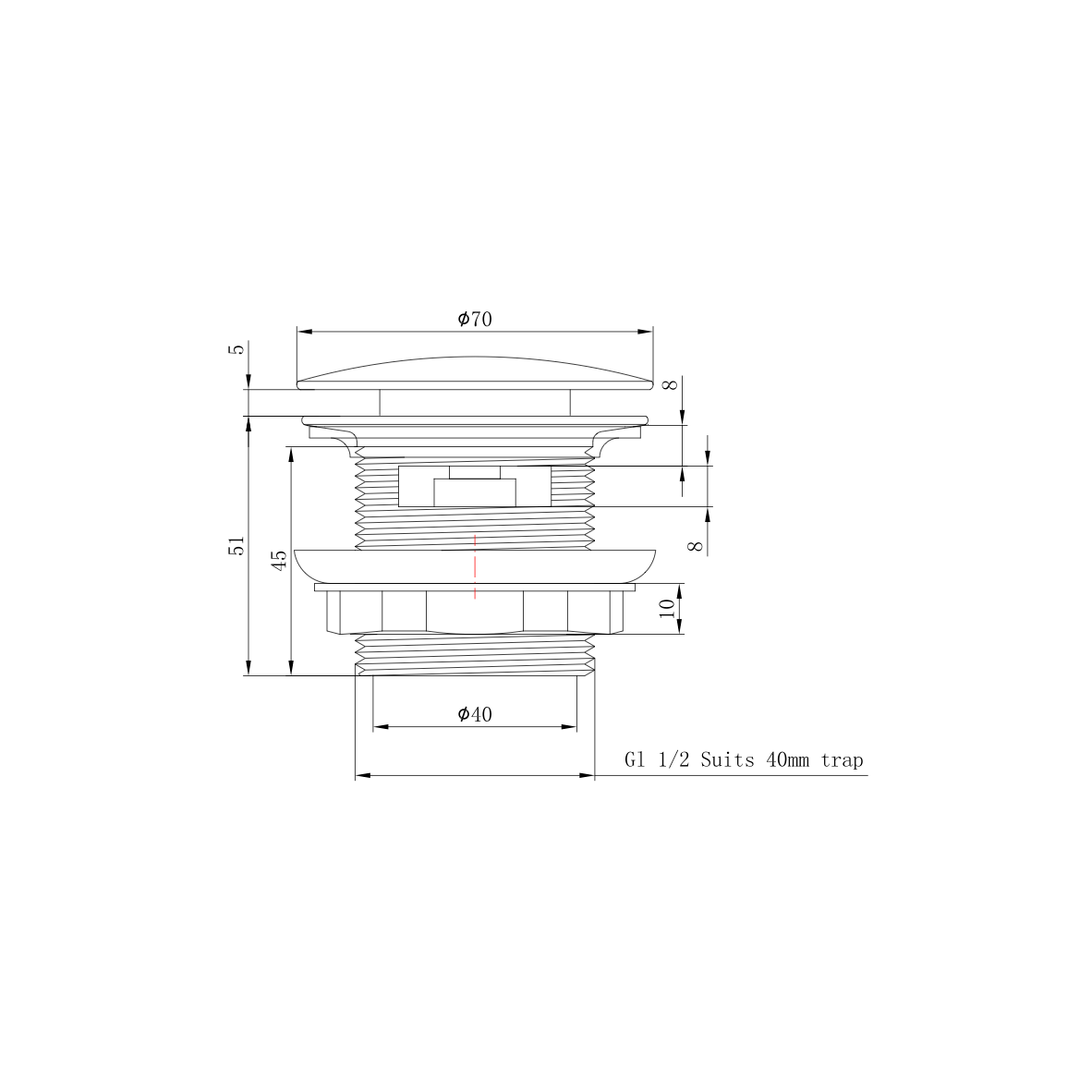 Linsol Ezyflow 40Mm Pop-Up Plug & Waste With Overflow & Flexible Connector Brushed Brass