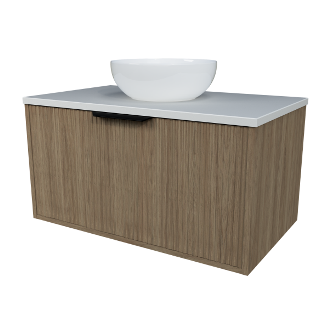 Timberline Elwood Vanity 750mm Centre Wg Basin Silksurface Ac Top Wall Hung