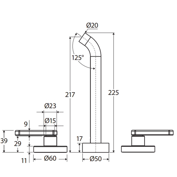 Fienza Kaya Wall Set Lever Taps 180Mm Matte Black