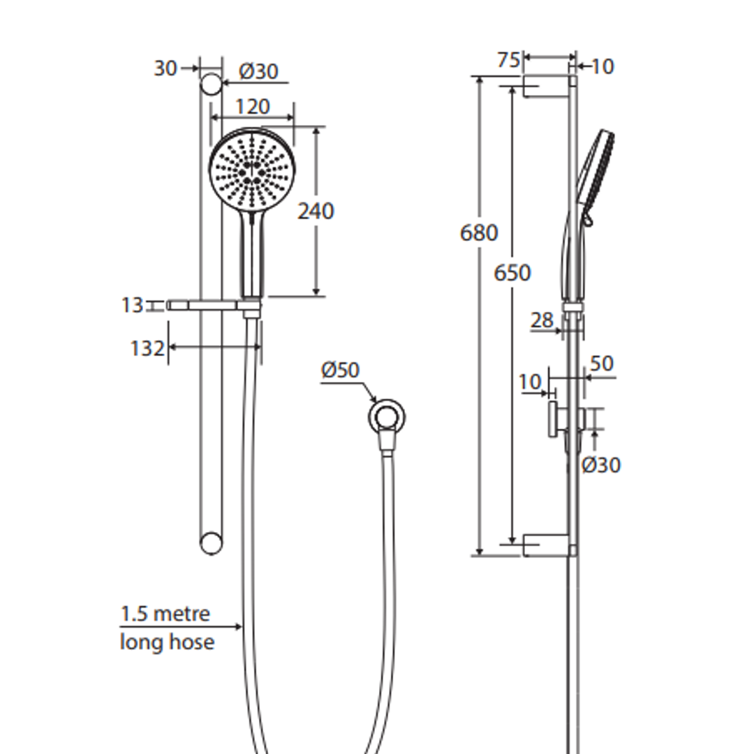 Fienza Empire Slim Rail Shower Brushed Nickel