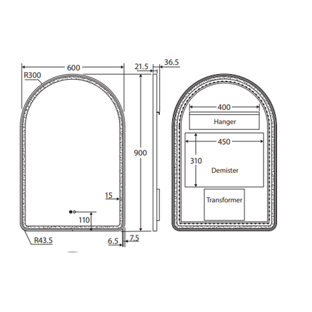 Fienza Valentina Led Urban Brass Framed Mirror 600 X 900Mm