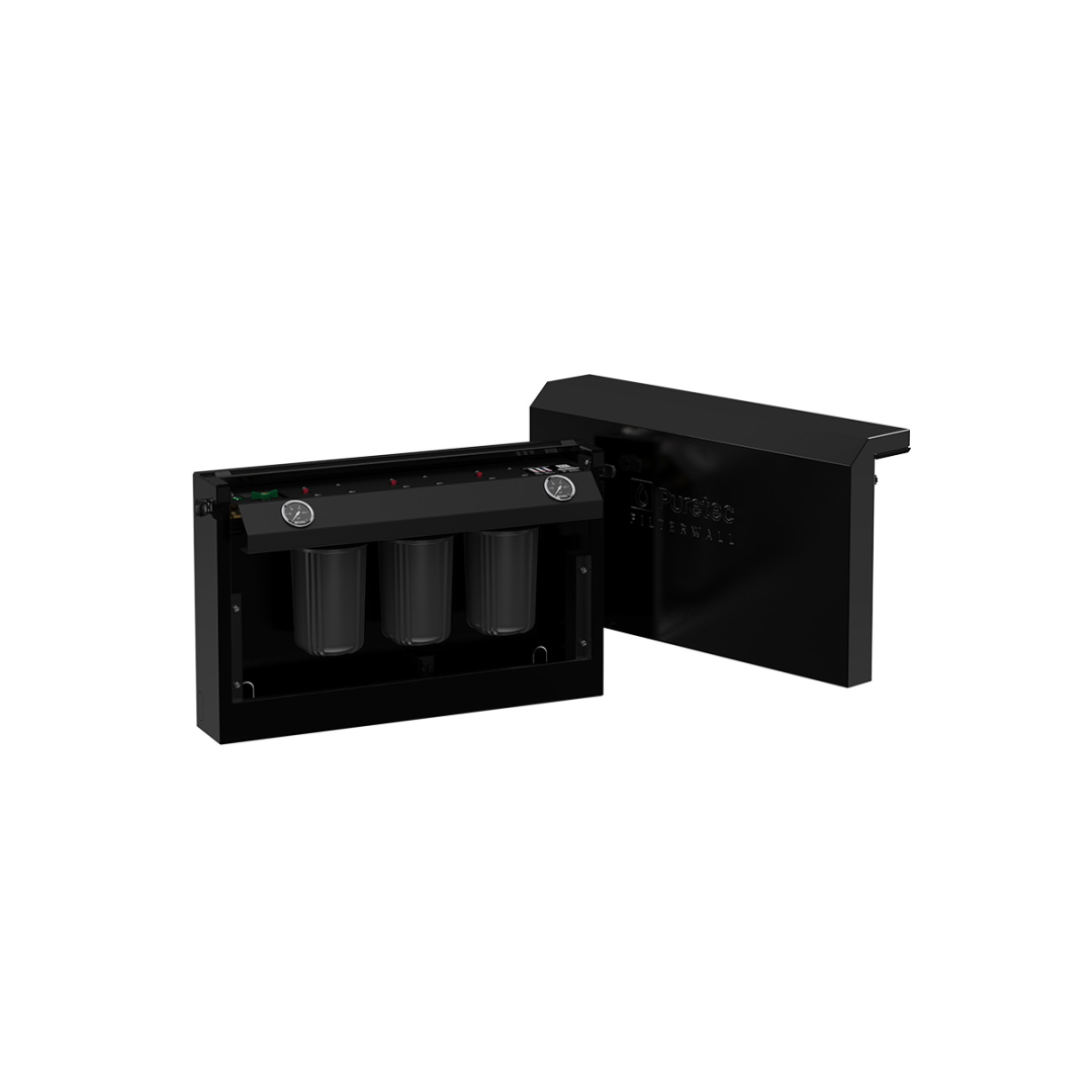 Puretec Filterwall Whole House Filtration Midnight Black Front Cover 30L/Min Plumbed Bypass