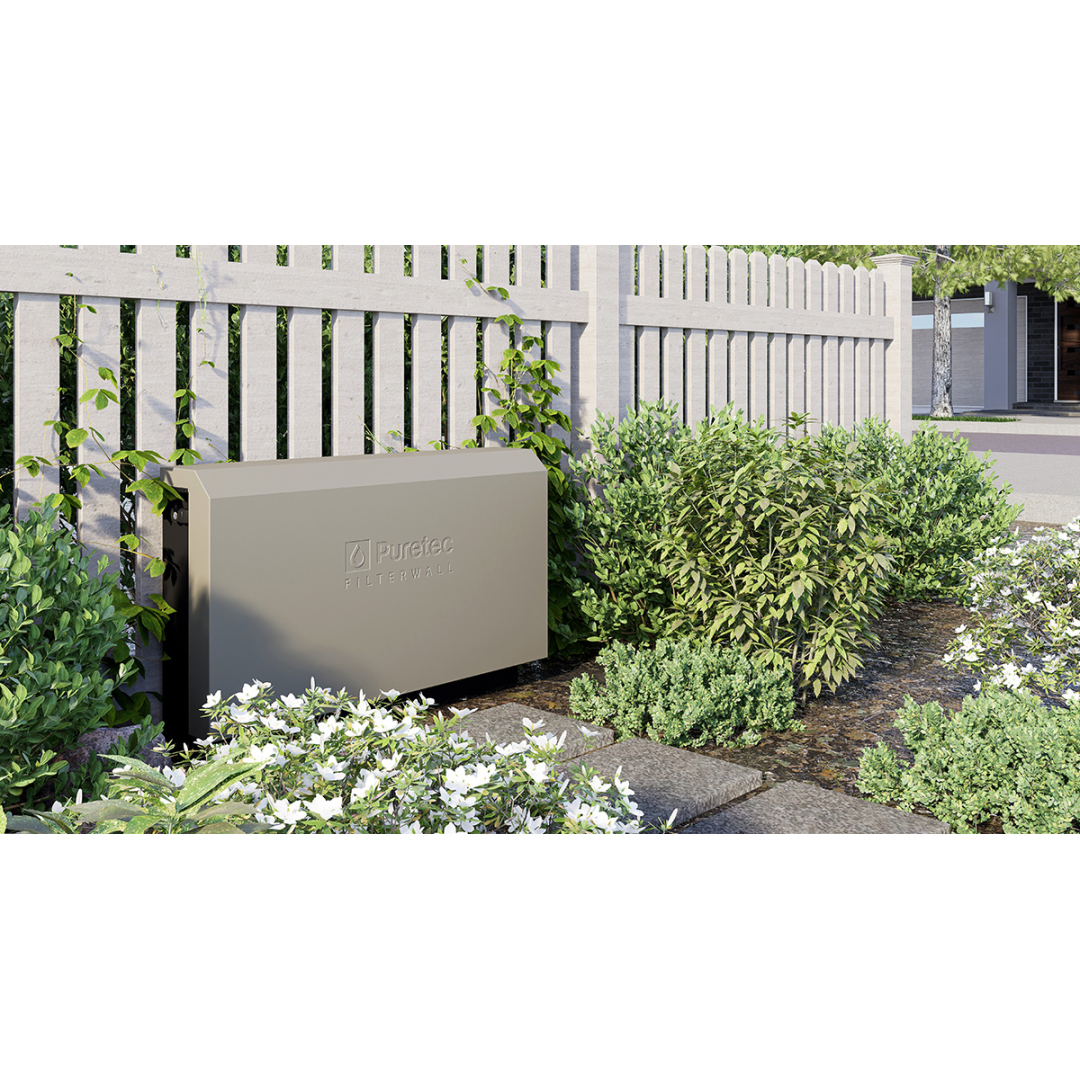 Puretec Filterwall Whole House Filtration Stone White Front Cover 30L/Min Plumbed Bypass