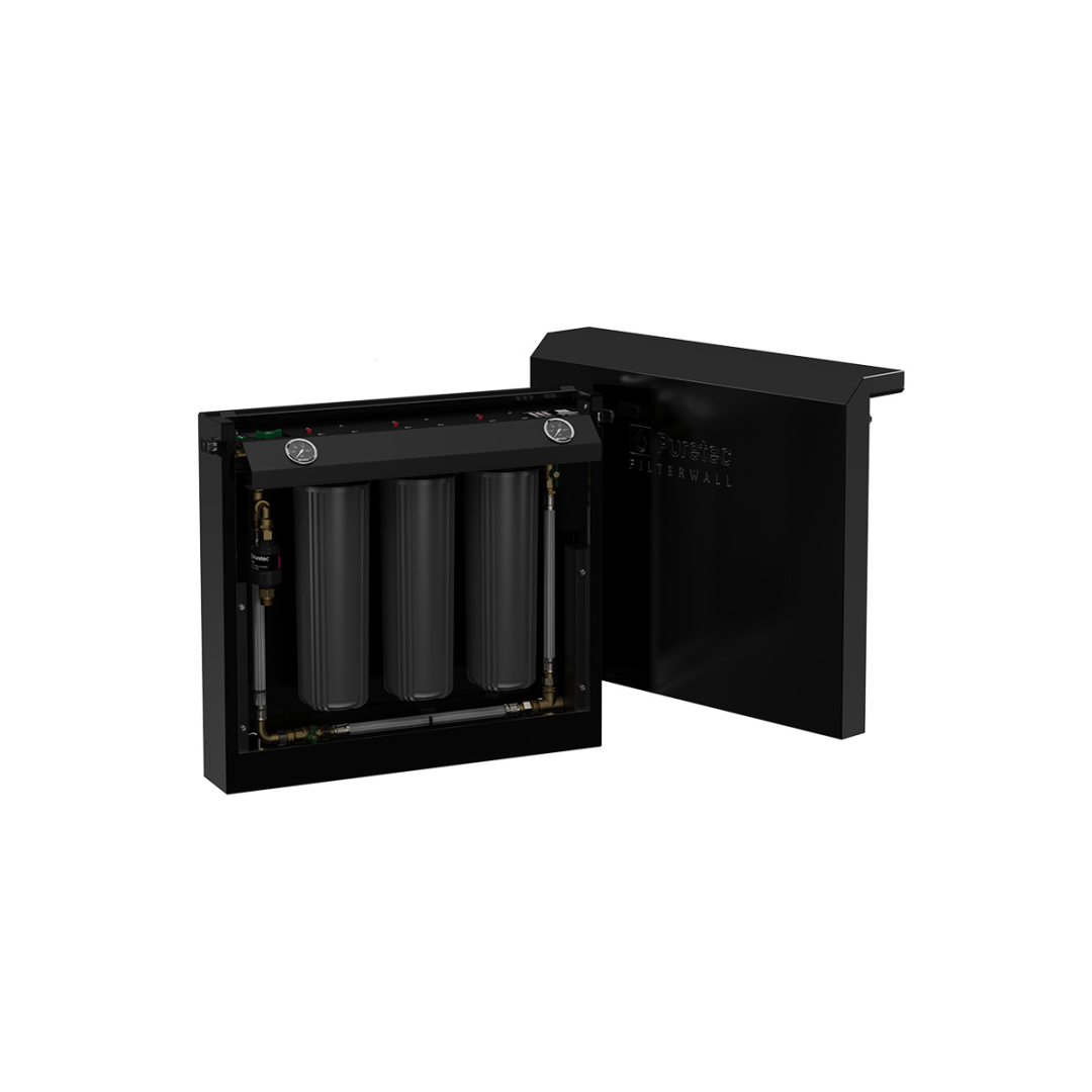 Puretec Filterwall Whole House Filtration Midnight Black Front Cover 55L/Min Plumbed Bypass