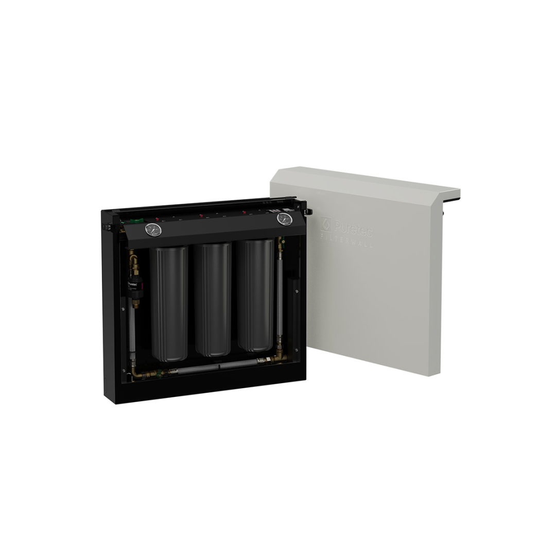 Puretec Filterwall Whole House Filtration Stone White Front Cover 55L/Min Plumbed Bypass