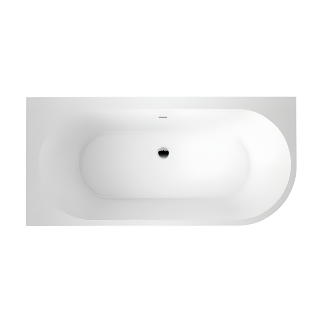 Linsol Florida 1600Mm Left Corner Bath With Overflow Gloss White