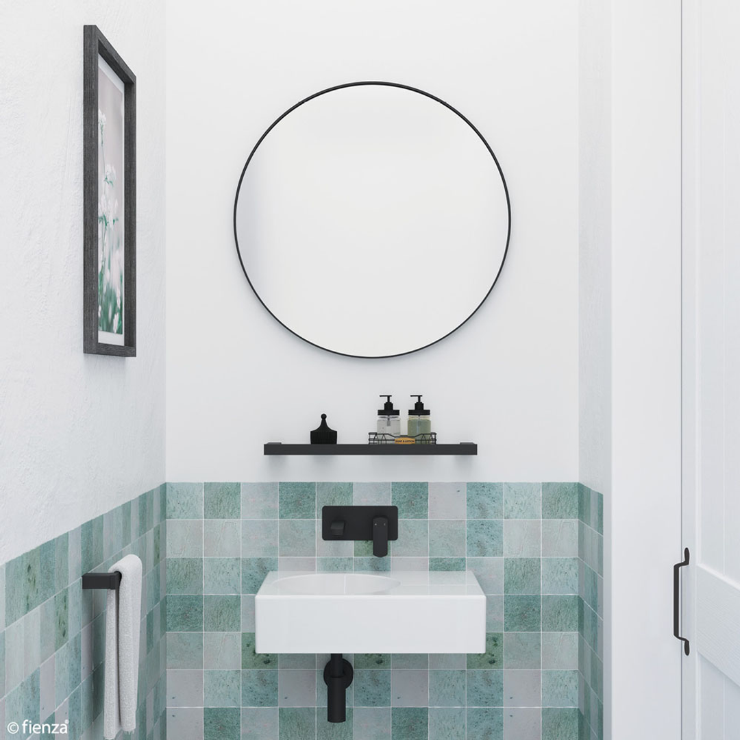 Fienza Reba Round Frmaed Mirror 800mm Matte Black Fmr80B