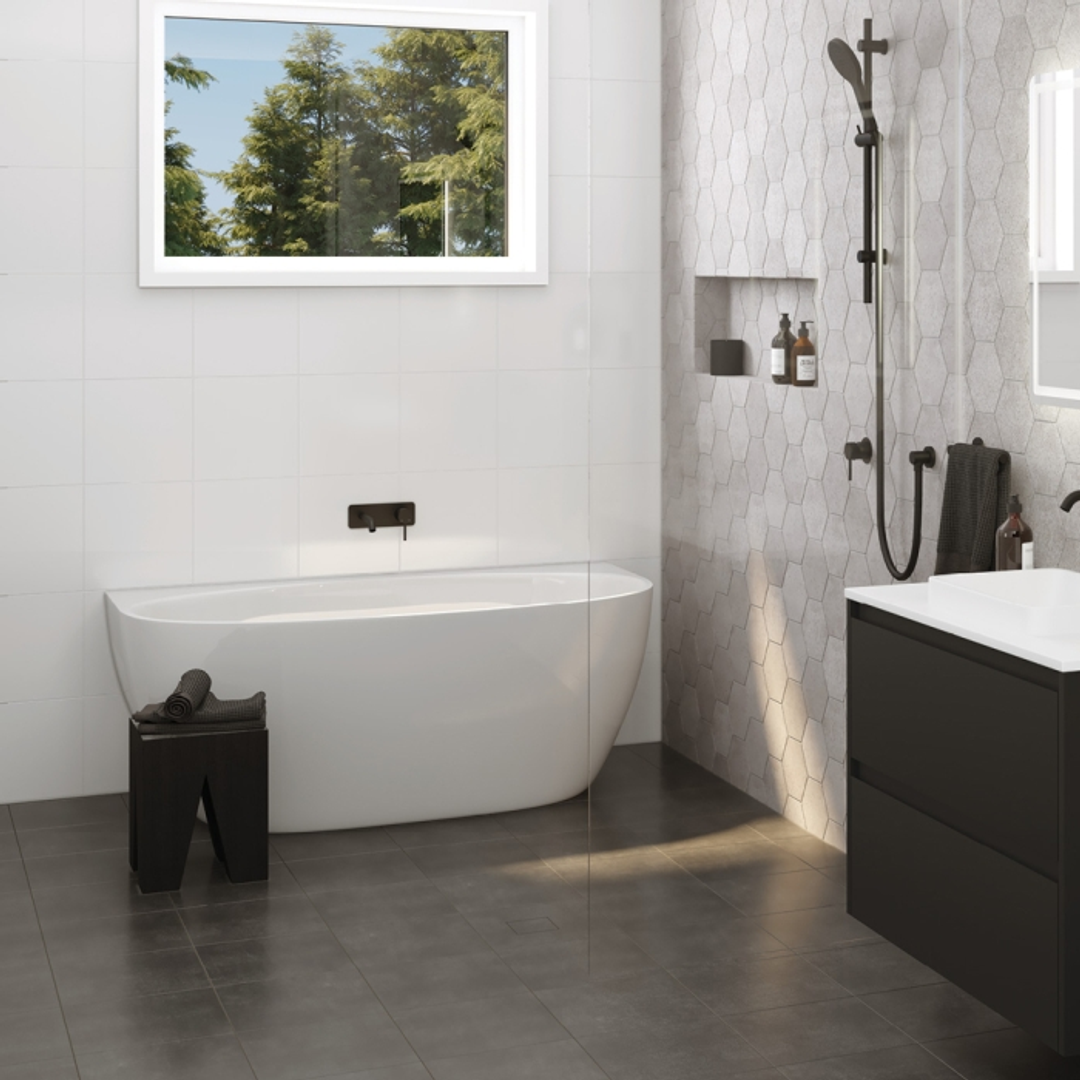 Fienza Keeto Back-To-Wall Acrylic Bath Gloss White 1700mm