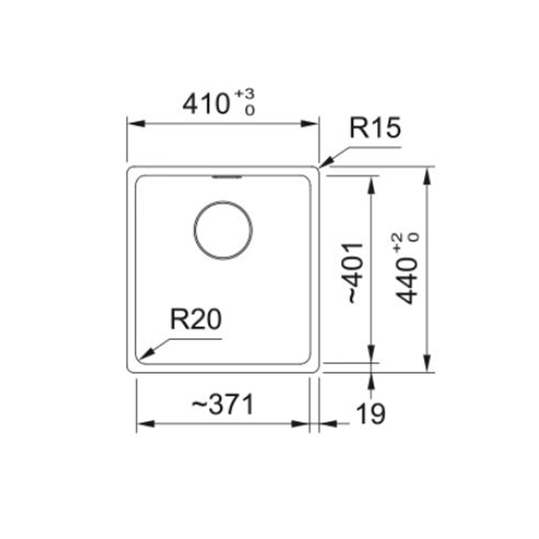 Franke Maris Granite Single Bowl - 370mm - Matte Black
