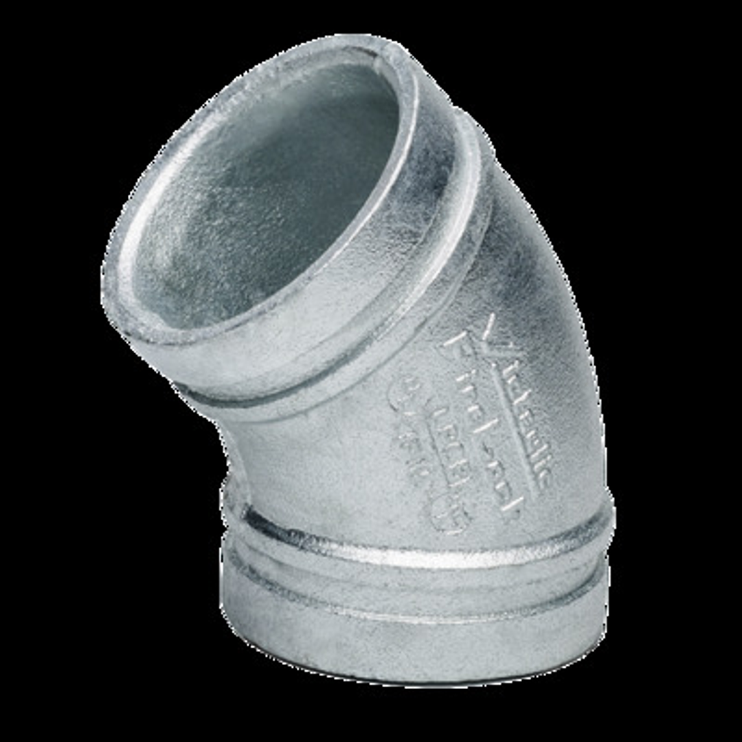100Mm Galvanised Roll Grooved Elbow 45Deg
