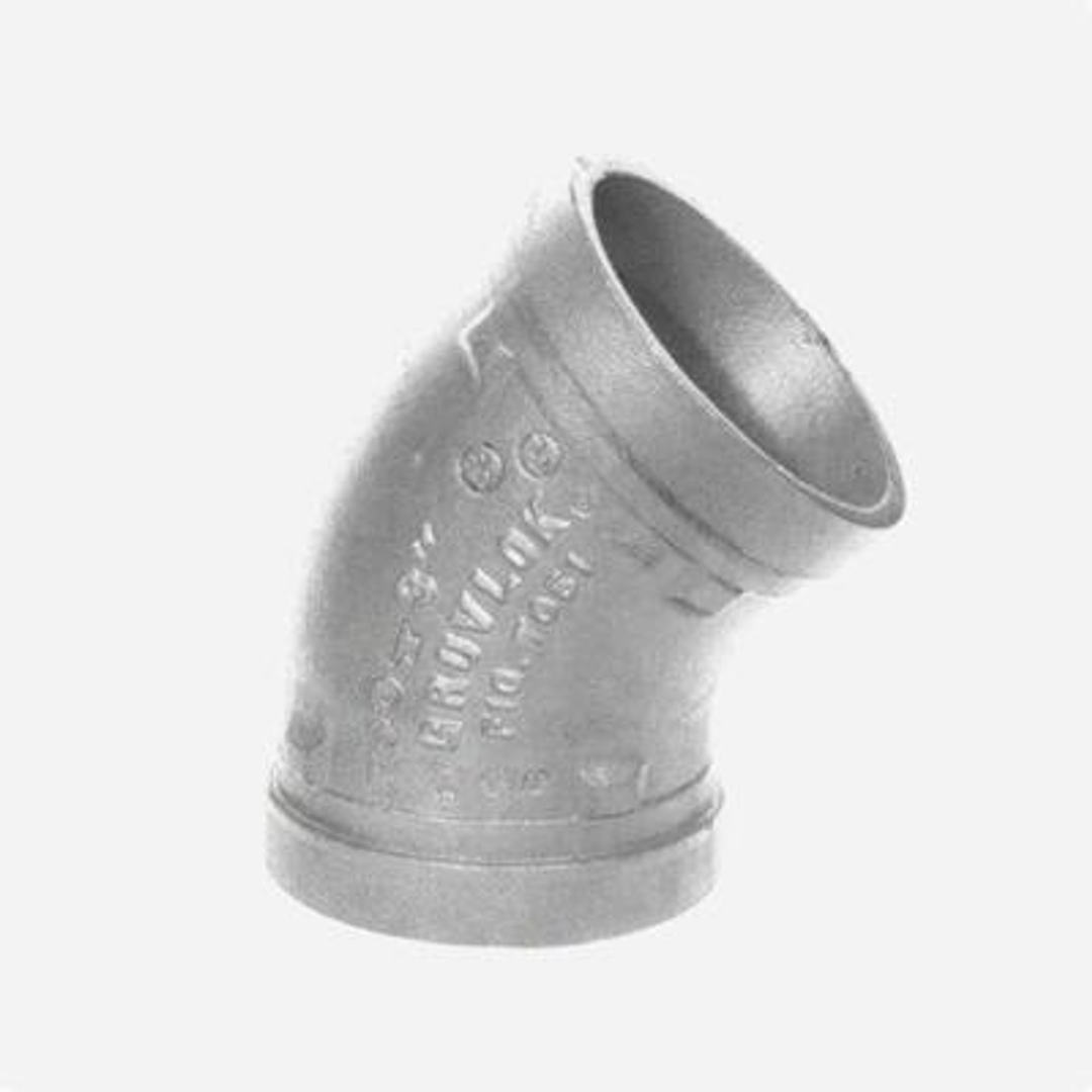 150Mm Galvanised Roll Grooved Elbow 45Deg