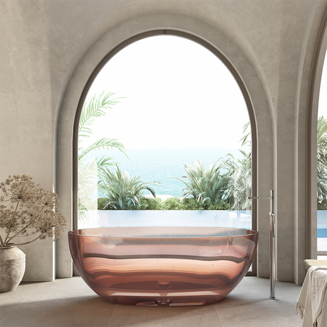 Cassa Design Wow Translucency Resin Stone Bath Faint Pink 1650mm