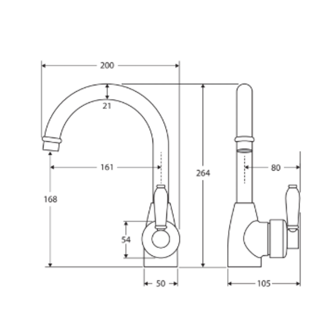 Fienza Eleanor Gooseneck Basin Mixer - Matte Black/Ceramic