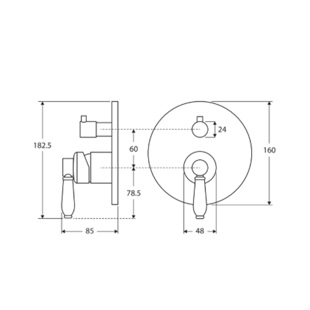 Fienza Eleanor Wall Mixer Diverter - Matt Black/Ceramic