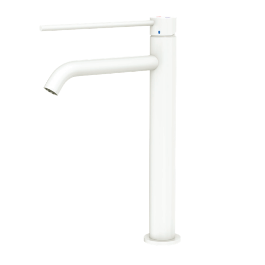 Fienza Kaya Care Tall Basin Mixer Matte White