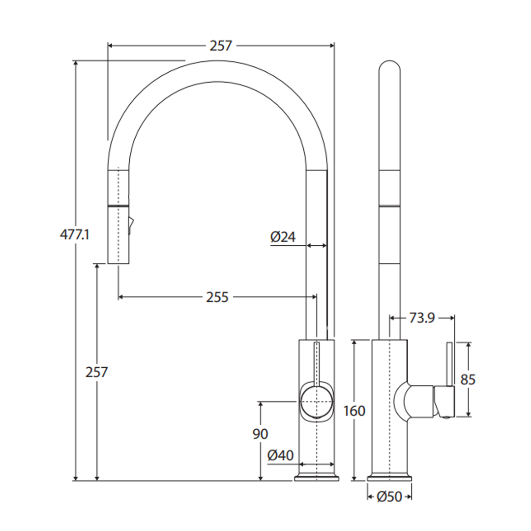 Fienza Kaya Pull Out Sink Mixer Brushed Nickel
