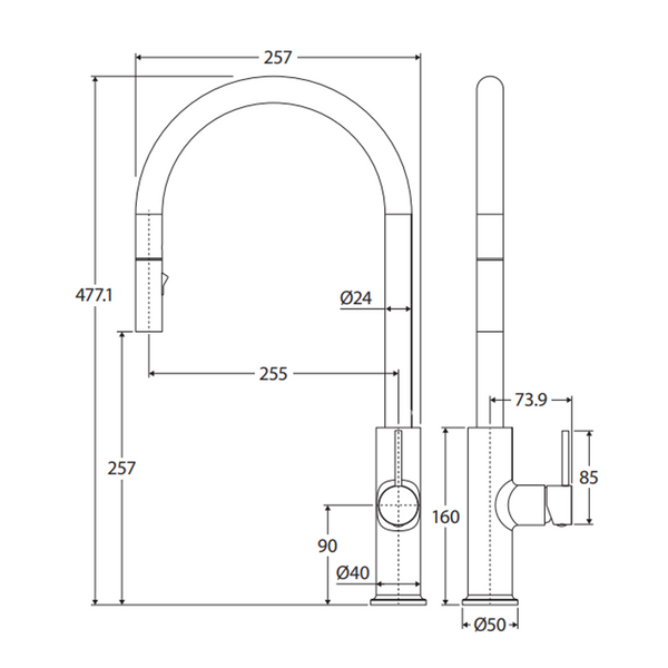 Fienza Kaya Pull Out Sink Mixer Chrome