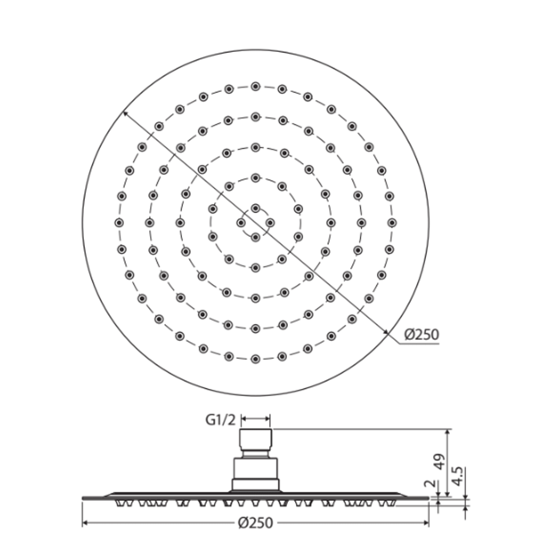 Fienza Kaya Round Shower Head 250mm Matte Black