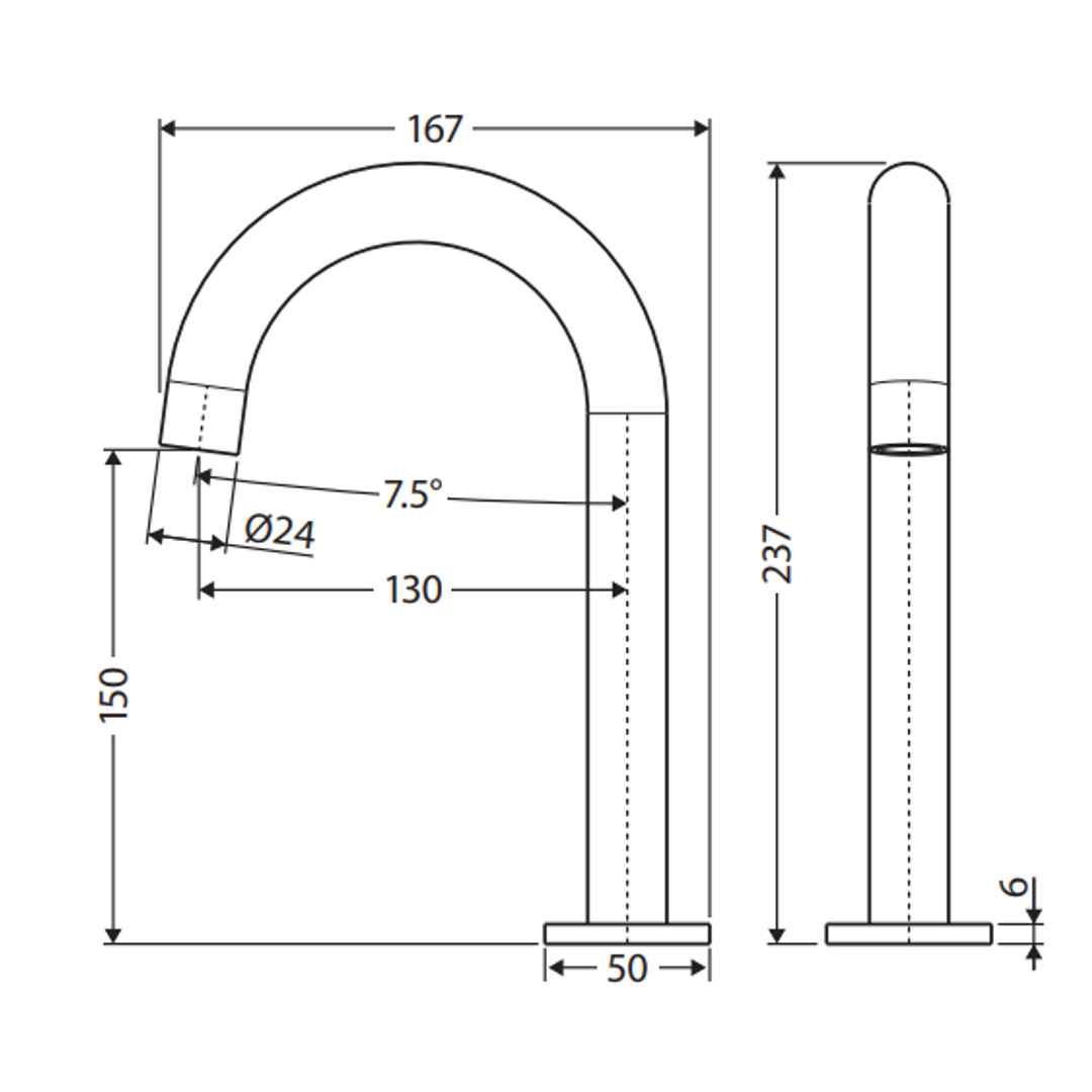 Fienza Kaya Spout Only For Hob Basin/Bath Mixer - Urban Brass