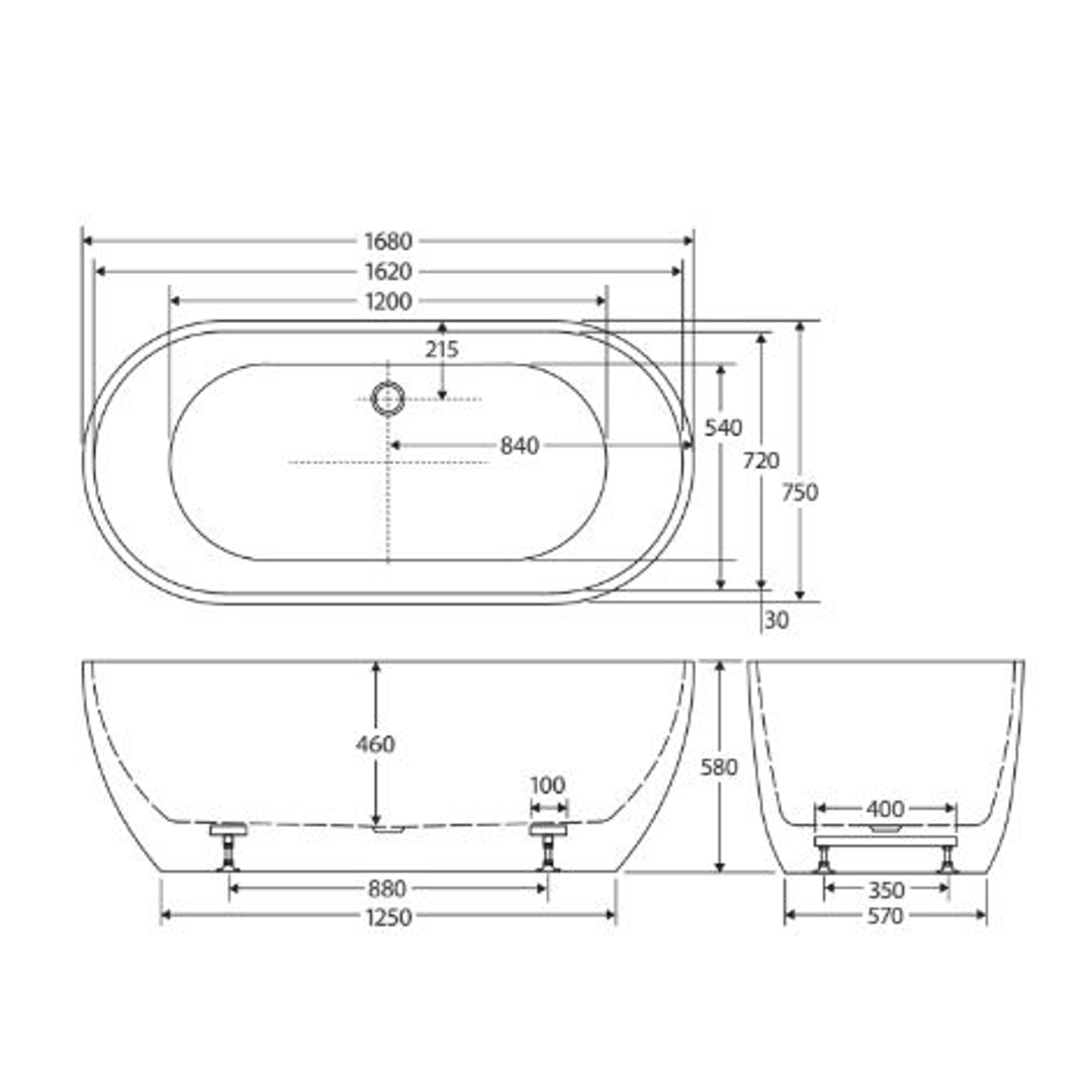 Fienza Koko Freestanding Bath Matte White 1680mm