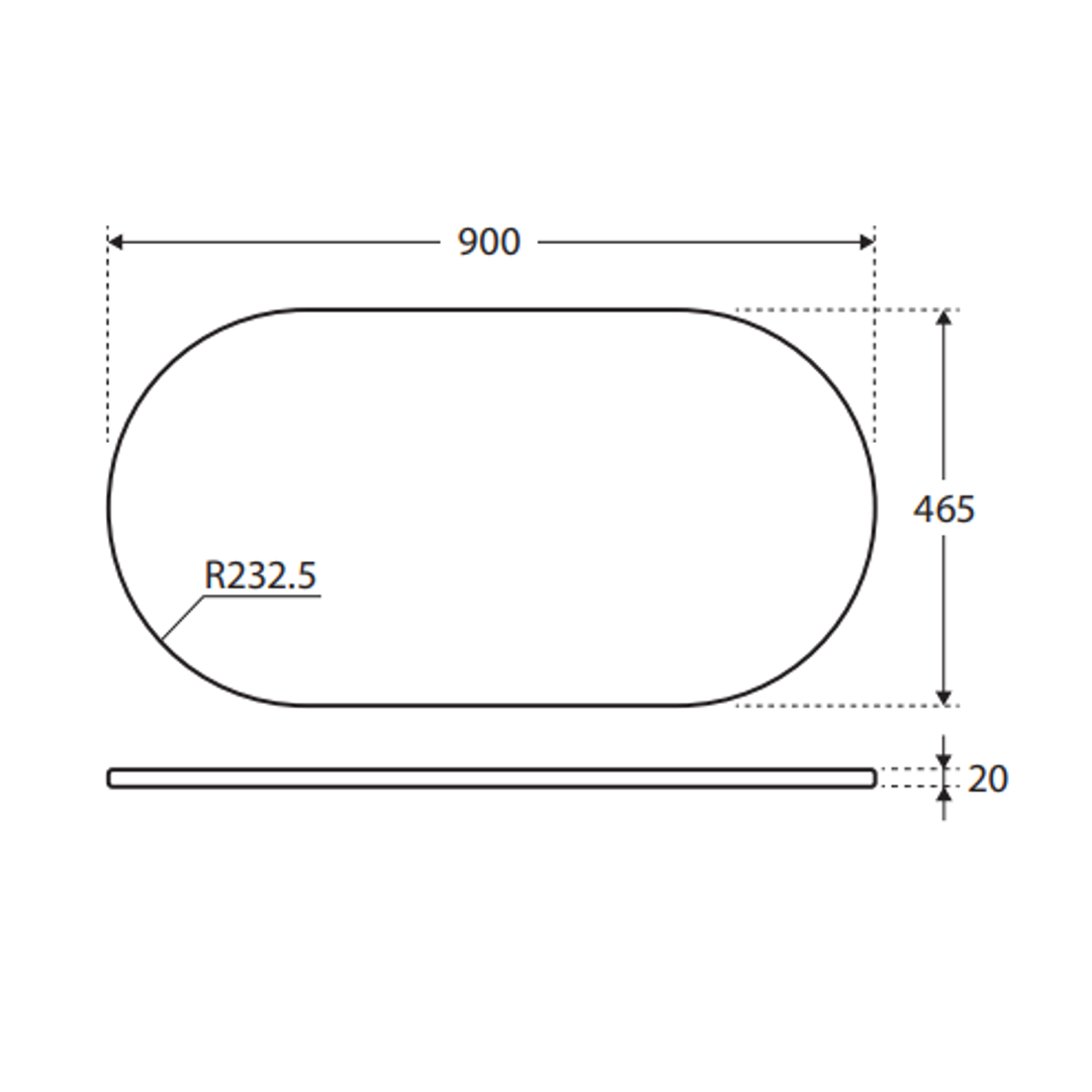 Fienza Marmo Latte Pill Shaped 900Mm Top Nth Silica Free Stone R232.5