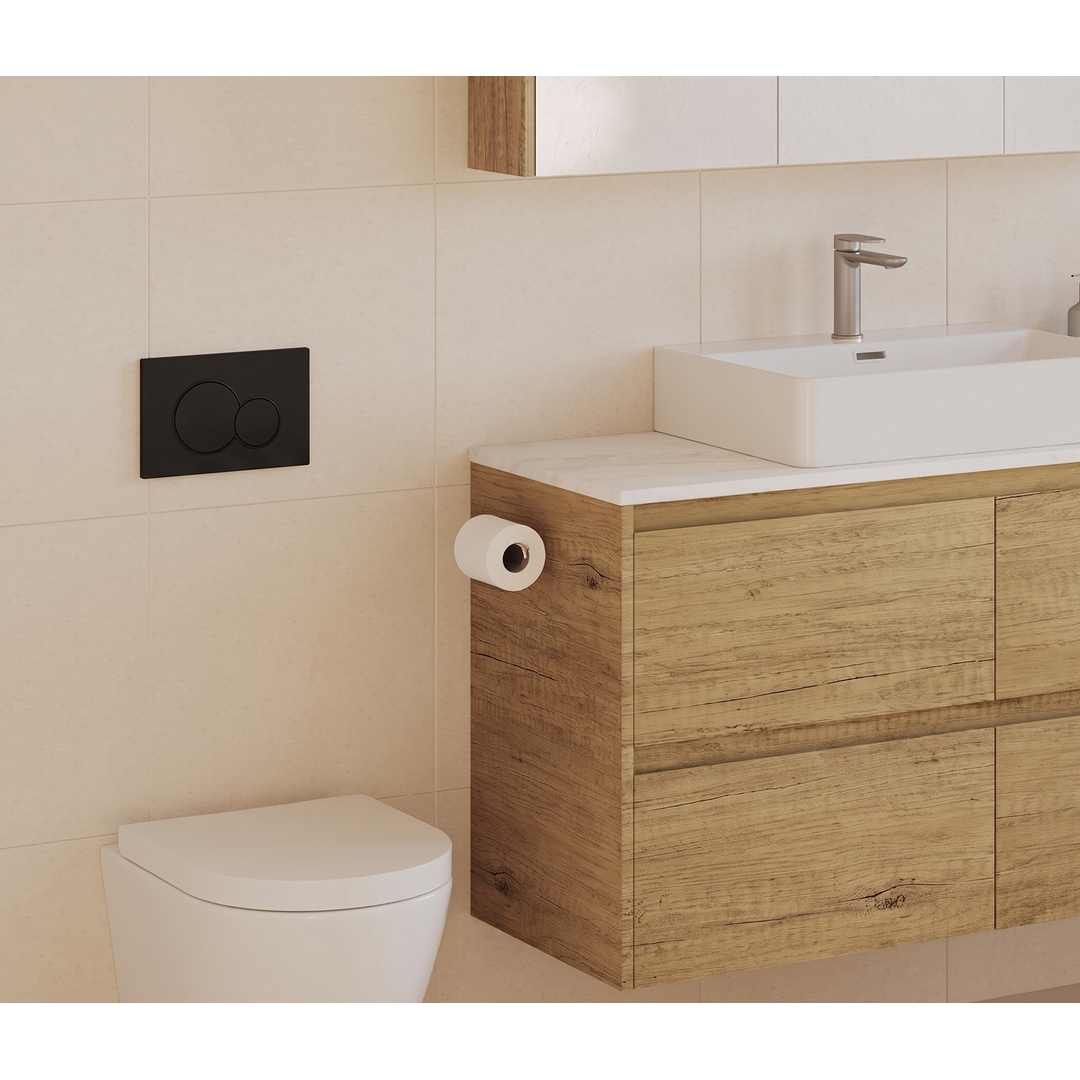 Fienza Sigma Matte Black Round Button Flush Plate Suits Geberit Sigma Cistern