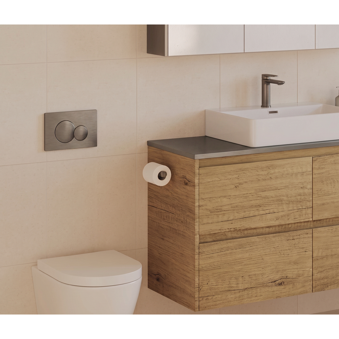 Fienza Sigma Gun Metal Round Button Flush Plate Suits Geberit Sigma Cistern