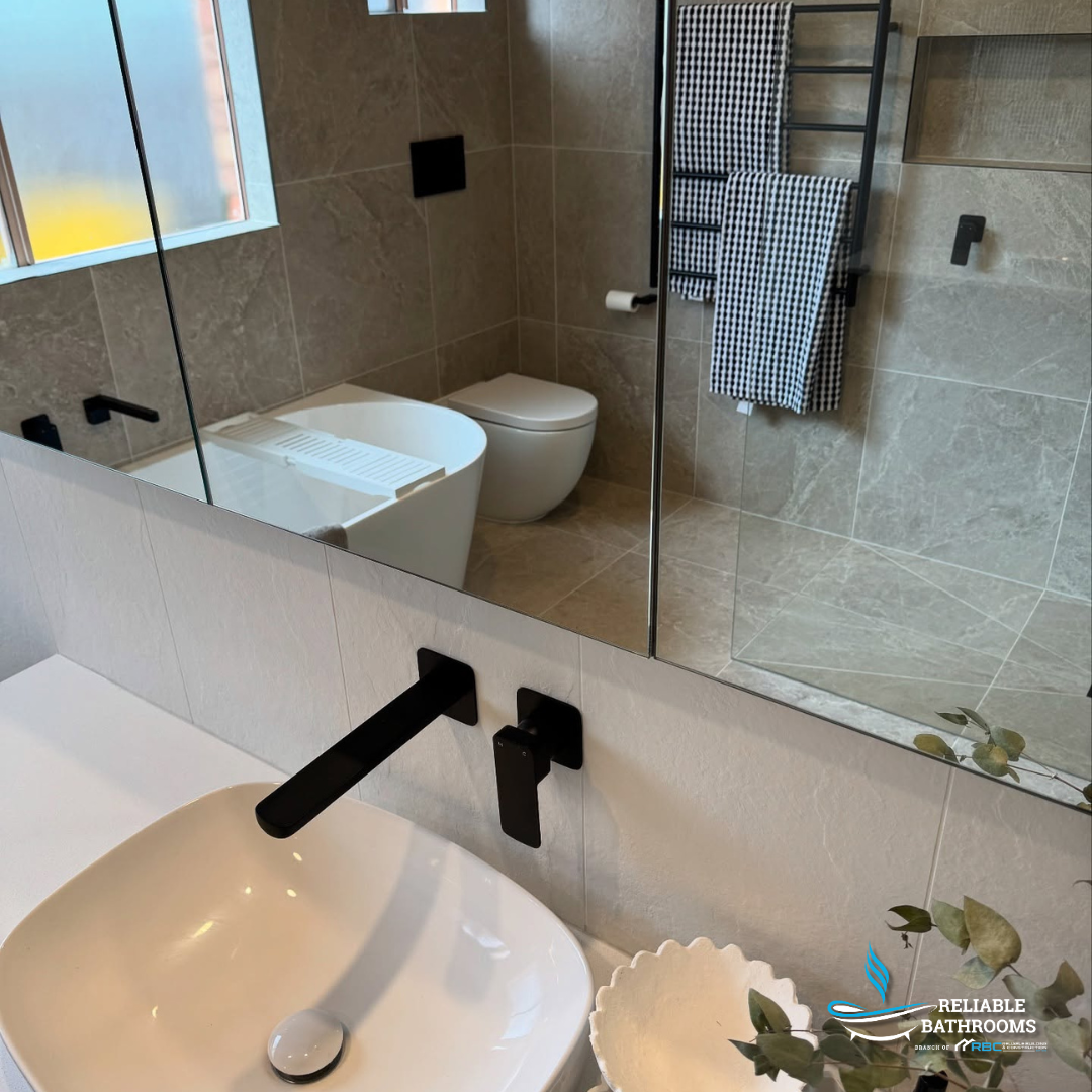 Fienza Tono Basin/Bath Wall Mixer 200Mm Outlet Set Small Square Plates Matte Black