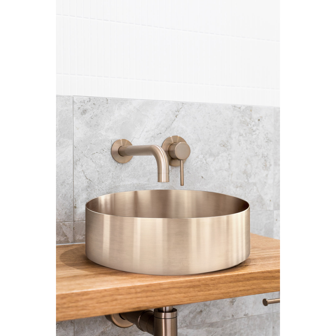 Meir Steel Round Bathroom Basin 380 X 110 Pvd Champagne