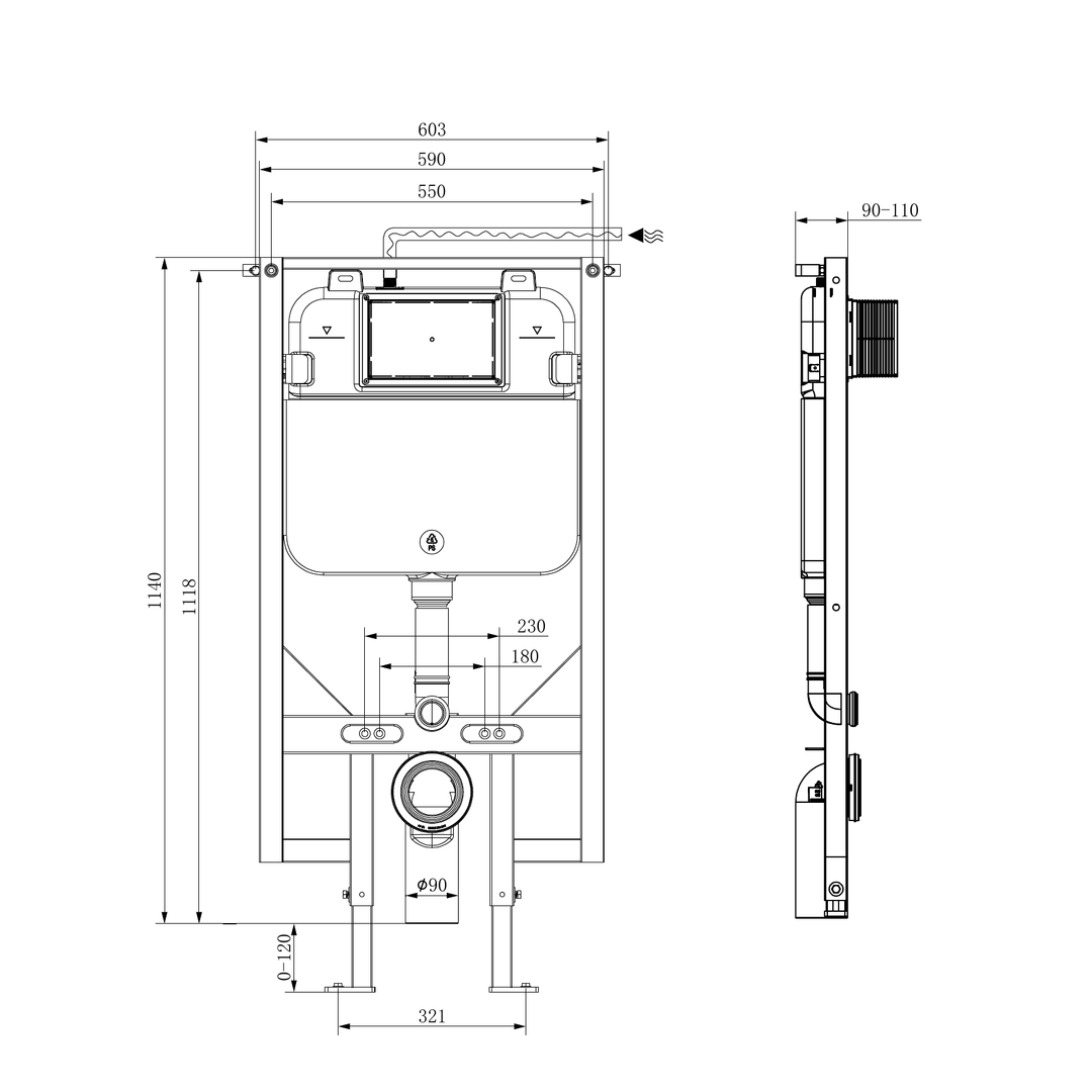 Nero R&T Wall Hung In-Wall Cistern Ii
