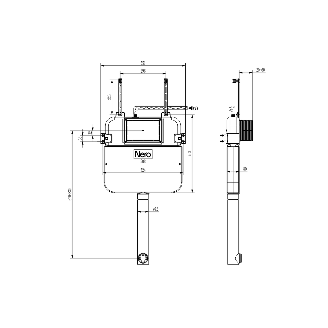 Nero Concealed Pneumatic In-Wall Cistern