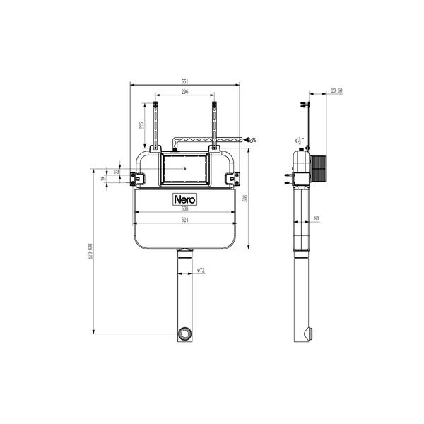 Nero Concealed Pneumatic In-Wall Cistern