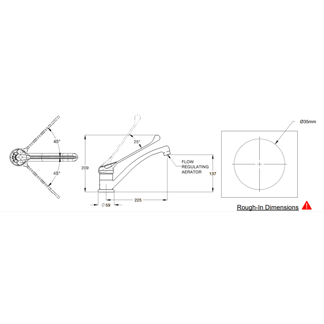 Galvin Tm-Snkxd Clinilever Chrome Plated Hospital Single Lever Sink Mixer 250Mm Reach