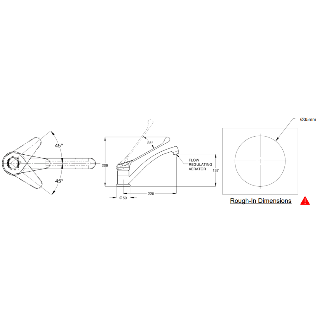 Galvin Tm-Snkx Ezymix Lead Free 316 Stainless Steel Single Lever Sink Mixer Tm-Snkx