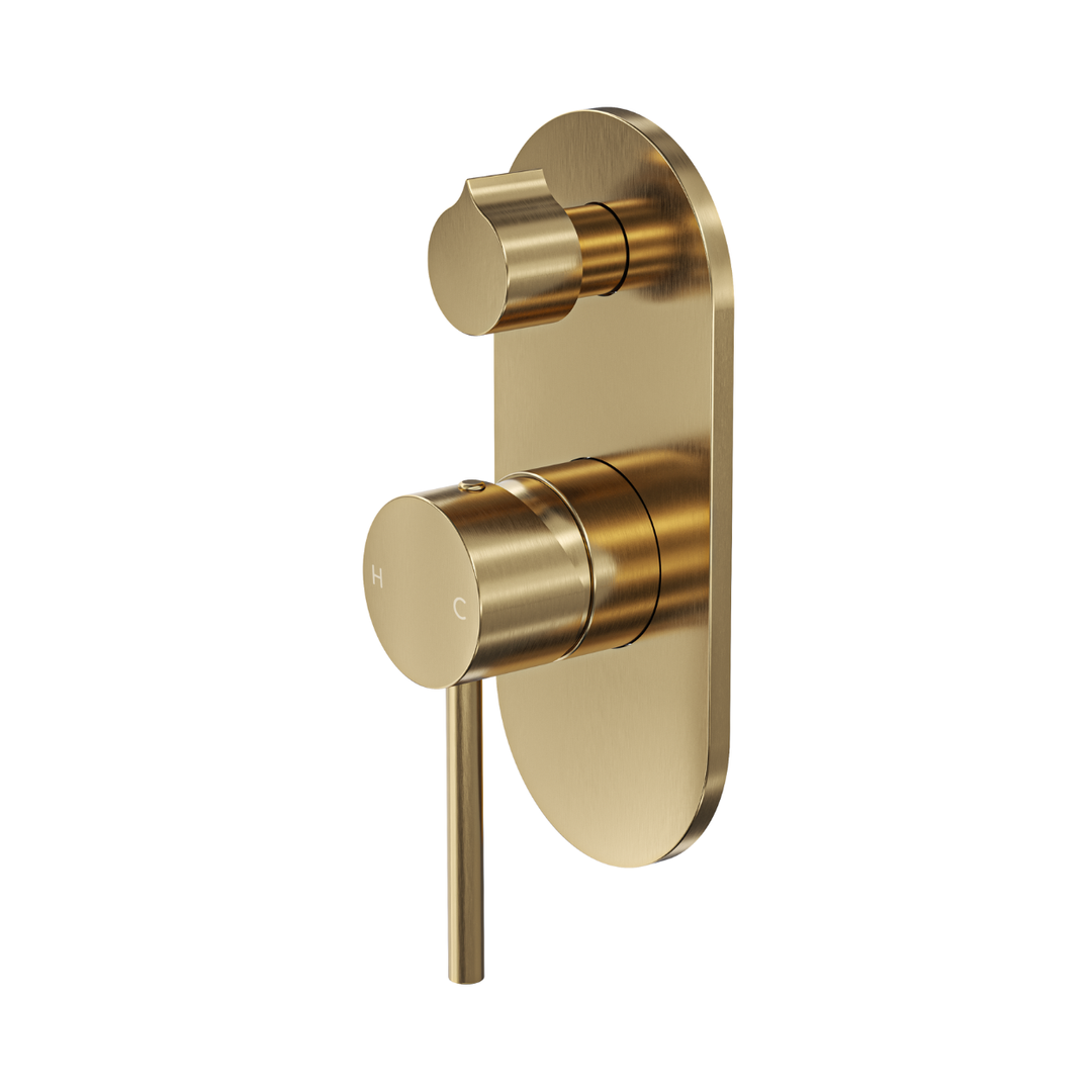 Linsol Gigi S3 1-Plate Wall Mixer With Divertor Brushed Brass