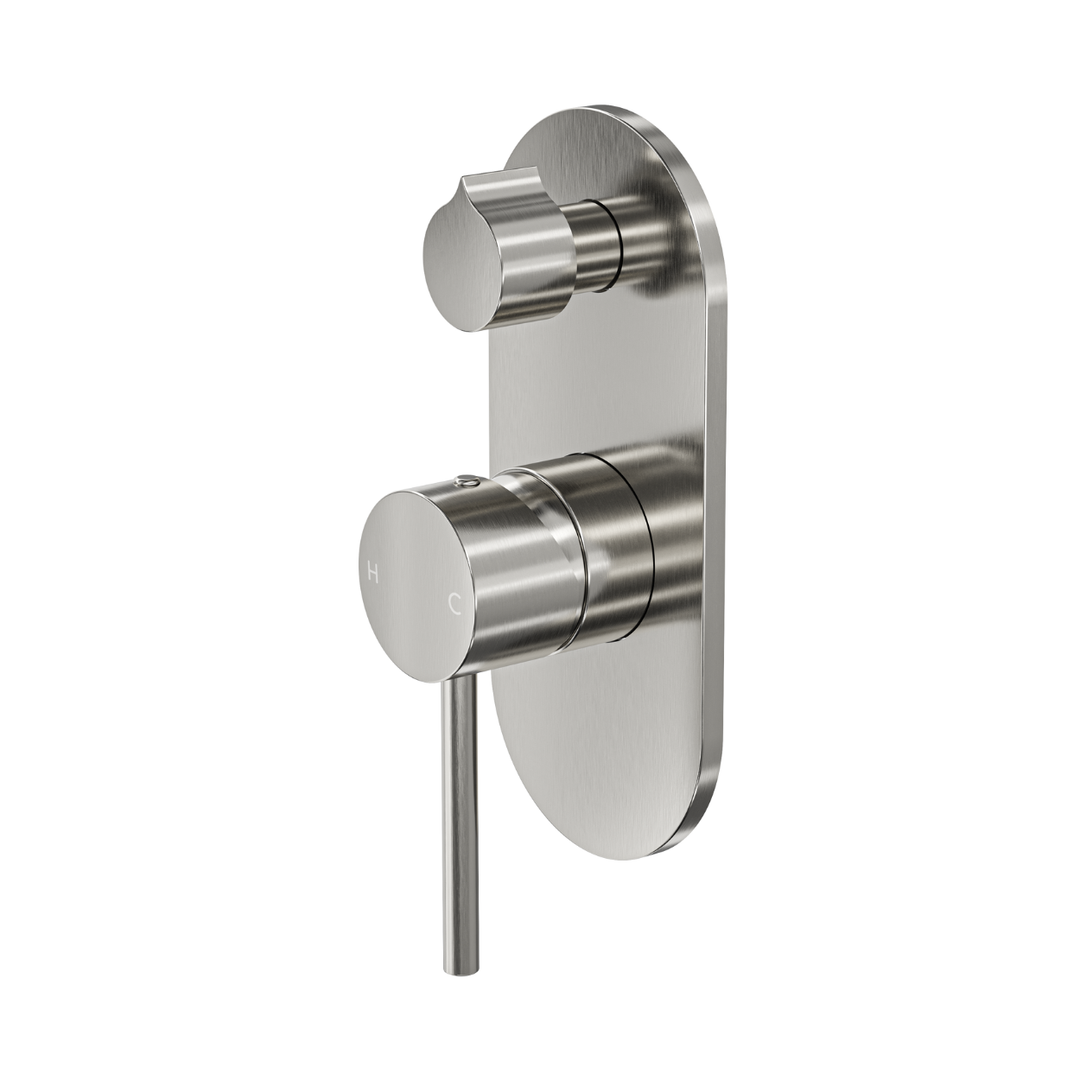 Linsol Gigi S3 1-Plate Wall Mixer With Divertor Trim Kit Brushed Nickel