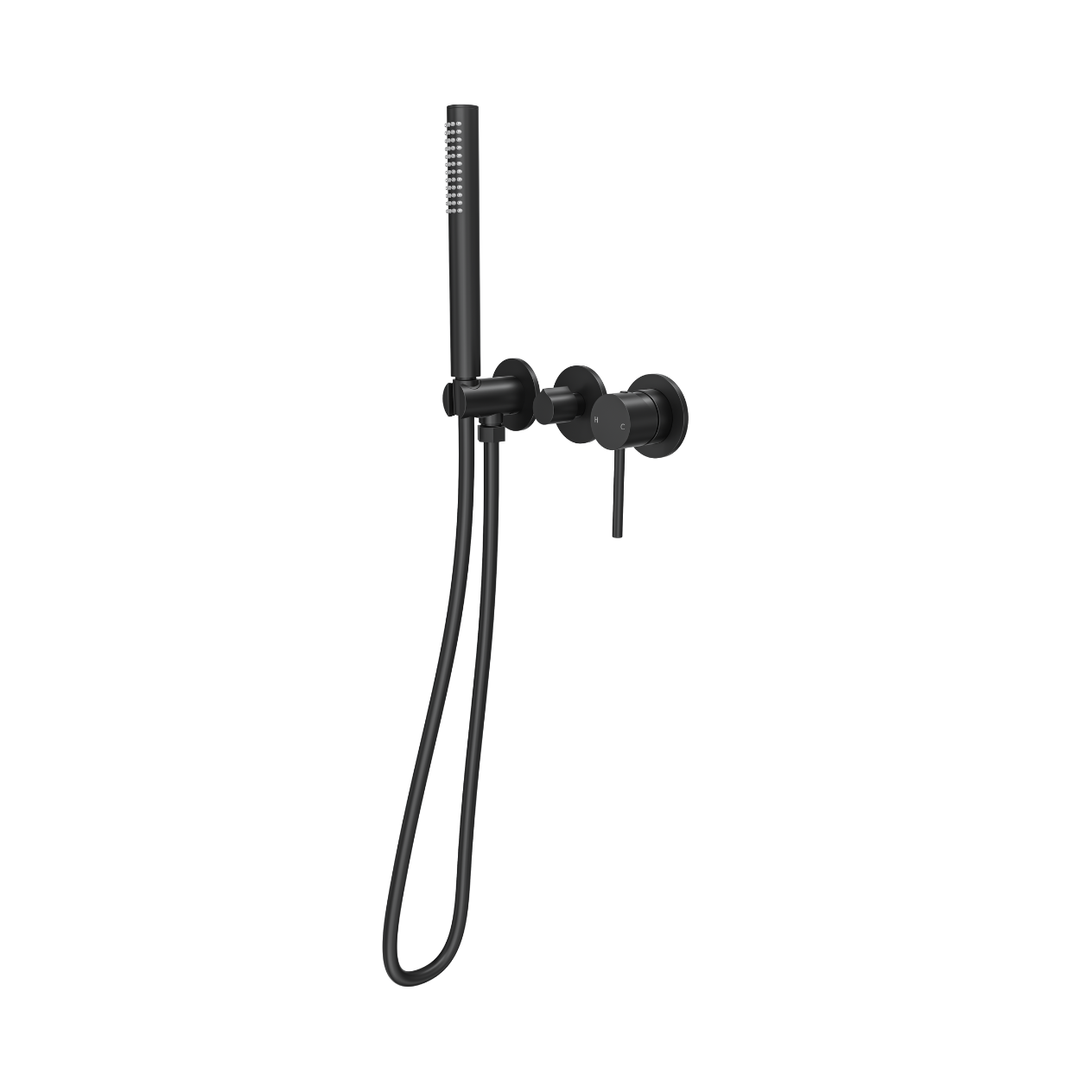 Linsol Gigi S3 3-Plate Wall Mixer With Hand Shower Trim Kit Matte Black