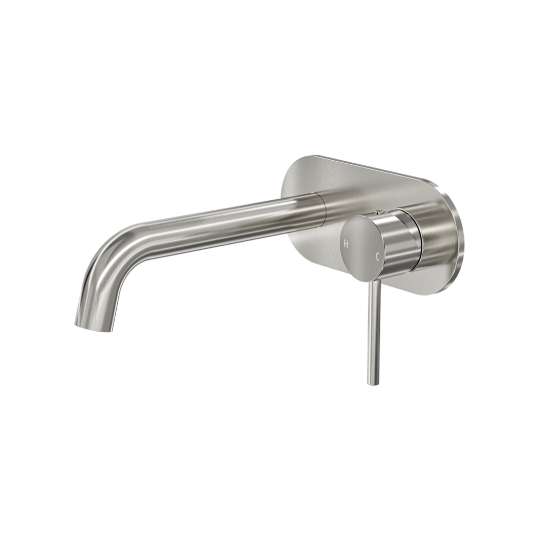 Linsol Gigi S3 1-Plate Wall Basin Or Bath Mixer Brushed Nickel