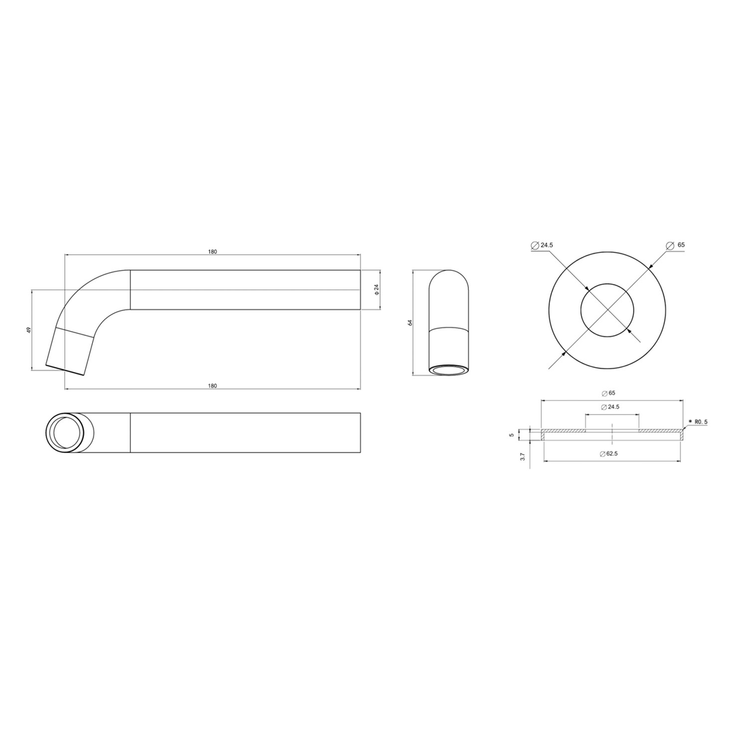 Linsol Gigi S3 Wall Mount Basin Or Bath Spout Chrome