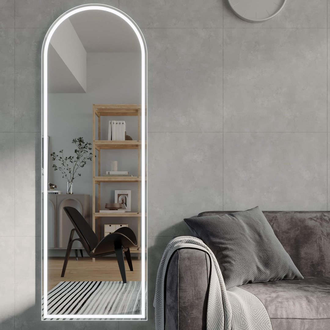 Remer Great Great Arch Led Mirror 600 Manhattan Black Frame With Mirage Magnifier