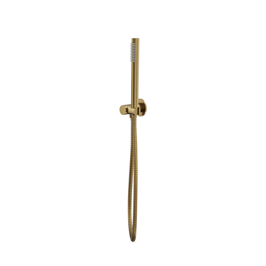 Linsol Giulia Swivel Wall Bracket Set With Slim Handpiece Brushed Brass
