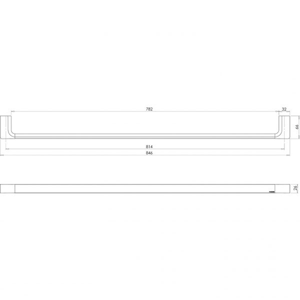 Phoenix Gloss Single Towel Rail 800mm Brushed Nickel