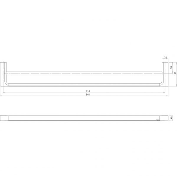 Phoenix Gloss Double Towel Rail 800mm-Brushed Nickel