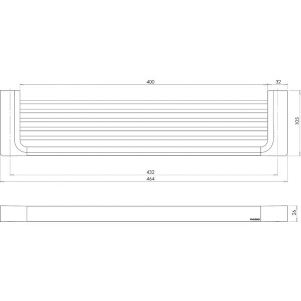 Phoenix Gloss Shower Shelf-Brushed Nickel 465mm