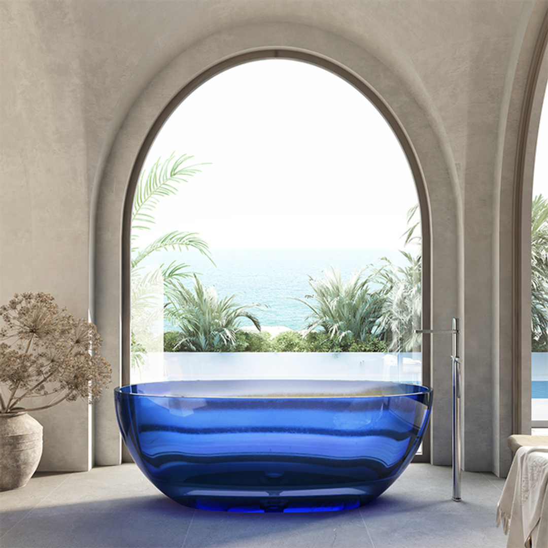 Cassa Design Wow Translucency Resin Stone Bath Gem Blue 1650mm