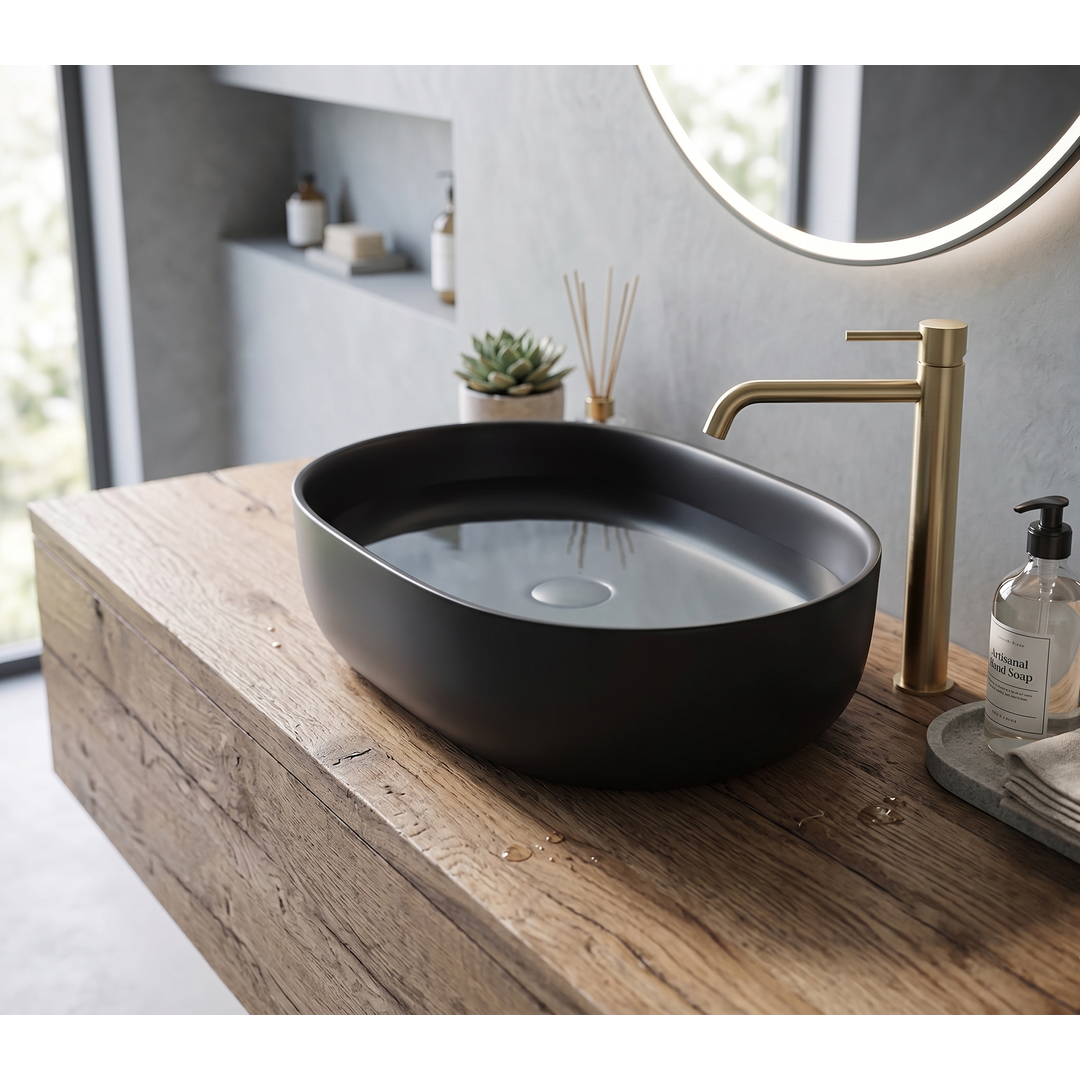 Otti Bronte Oval 500X350X130 Matte Black Basin