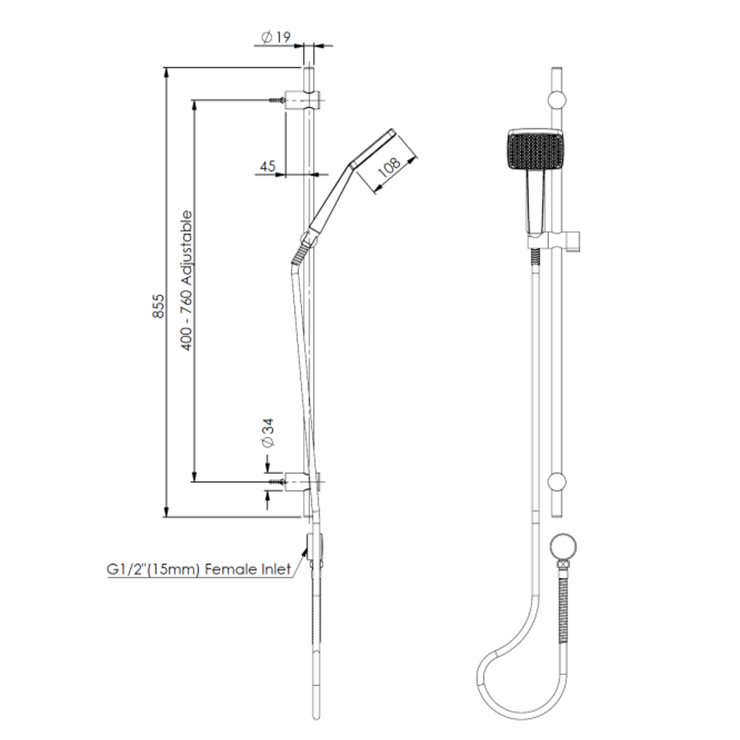 Greens Glide Syntra Rainboost Rail Shower Chrome